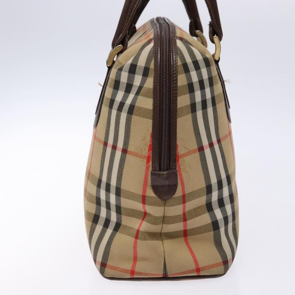 Burberrys Nova Check Hand Bag Canvas Beige Gold Auth 134084 - Picture 4 of 16